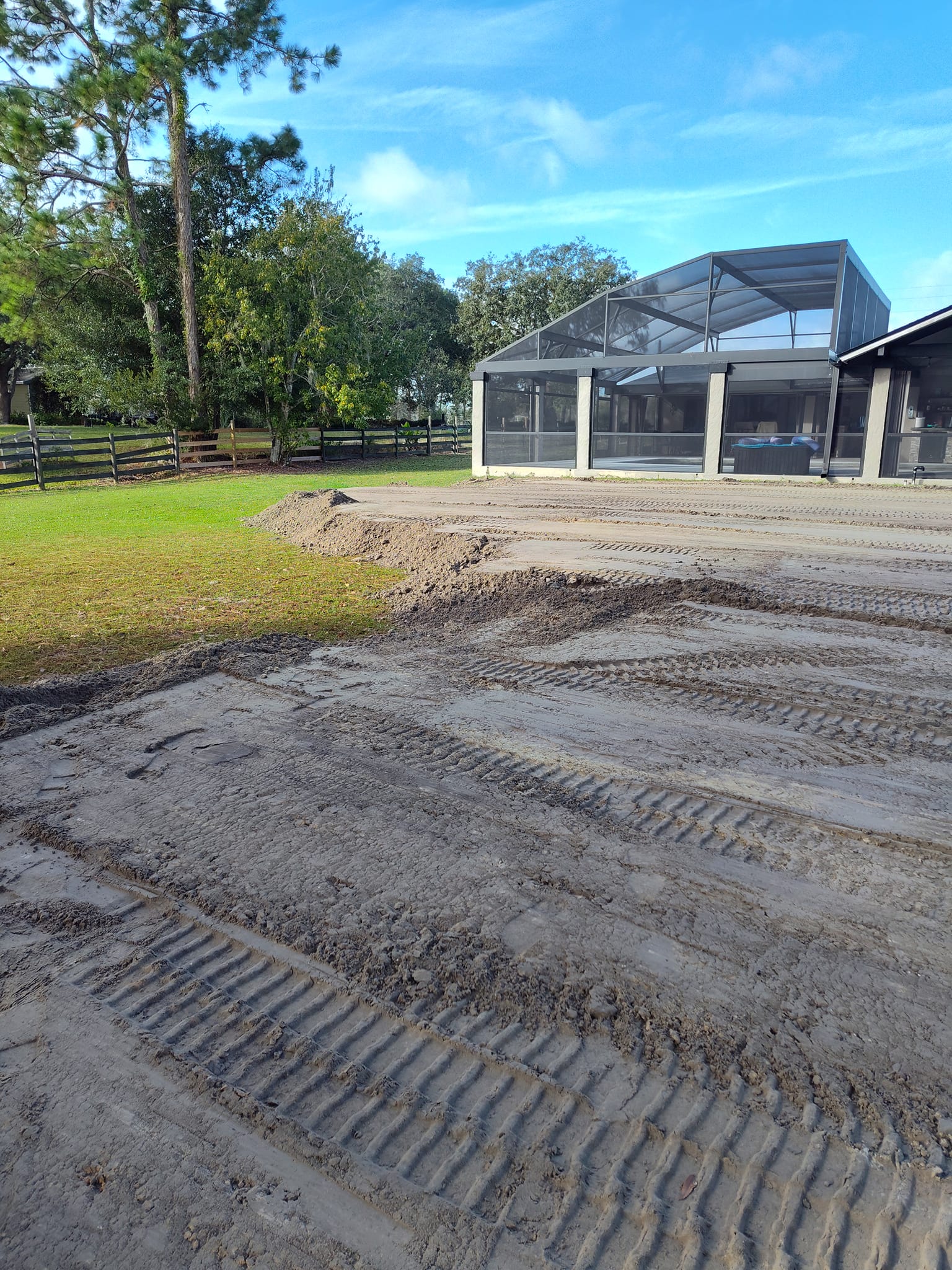 Cleared outdoor work area prepared for grading
